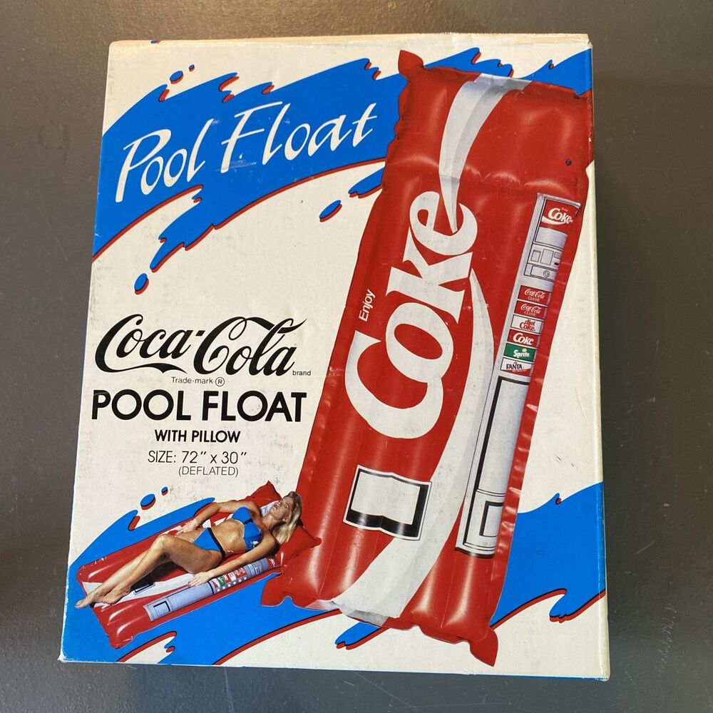 Coke Machine Inflatable Pool Lake River Float Raft Pillow 72 x 30" Vtg 1988 NOS